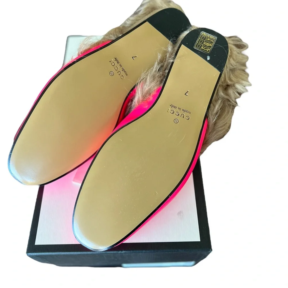Gucci Neon pink Leather Princetown Mules - Picture 3 of 11